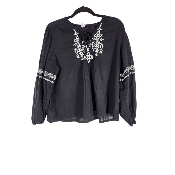 Old Navy Womens Top Boho Festival Whimsigoth Fairycore Embroidered Peasant L - Picture 1 of 5